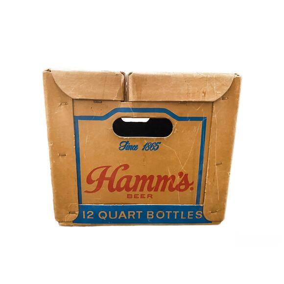 Vintage 1970s Hamm's Beer 12qt Bottles Cardboard Carrier Box - Picture 2 of 7